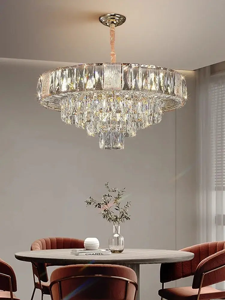 Brass multi tiered decorbites crystal ceiling chandelier living room