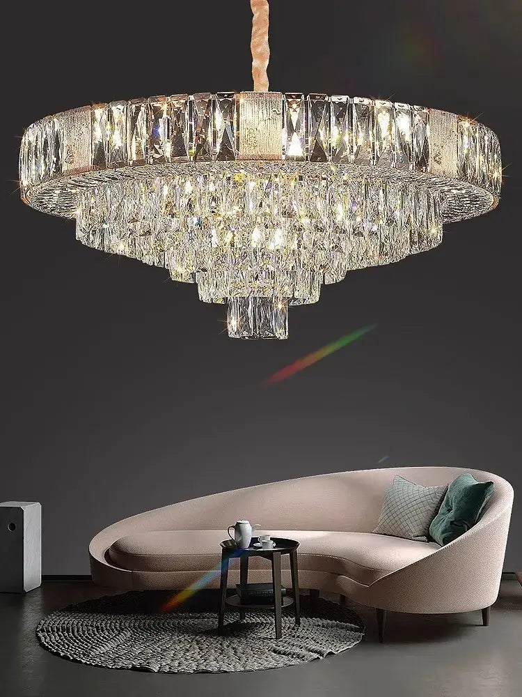 Brass multi tiered decorbites crystal ceiling chandelier living room