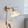 Brass ribbed decorbites ceramic wall sconce with iron arm bedroom light