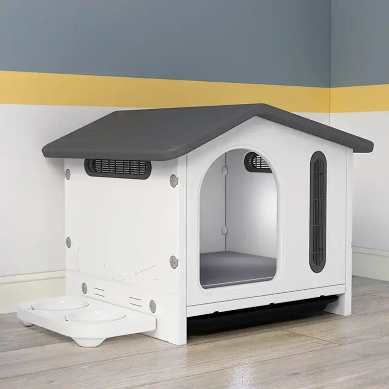 Breathable four seasons dog house with feeding tray – living room