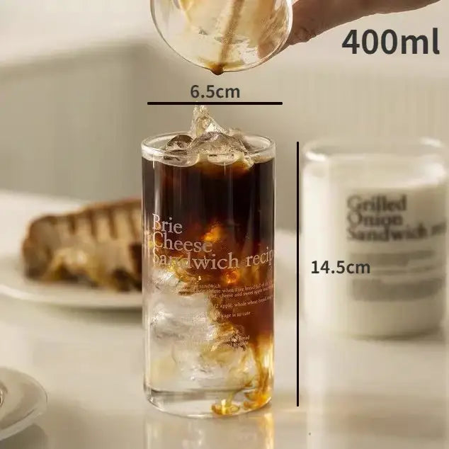 Brie cheese sandwich printed glass coffee mug kitchen cup with straw
