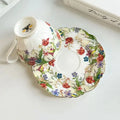 Brilliant flowers pattern porcelain teacup and saucer dining room set