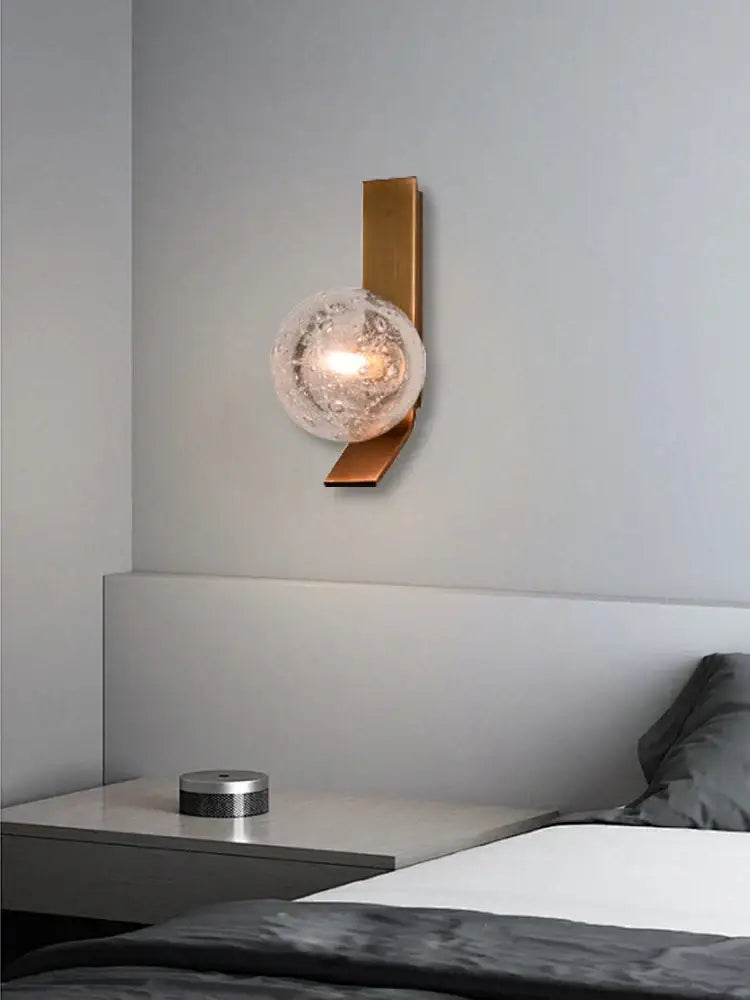 Bronze bubble glass wall sconce lamps bedroom pair