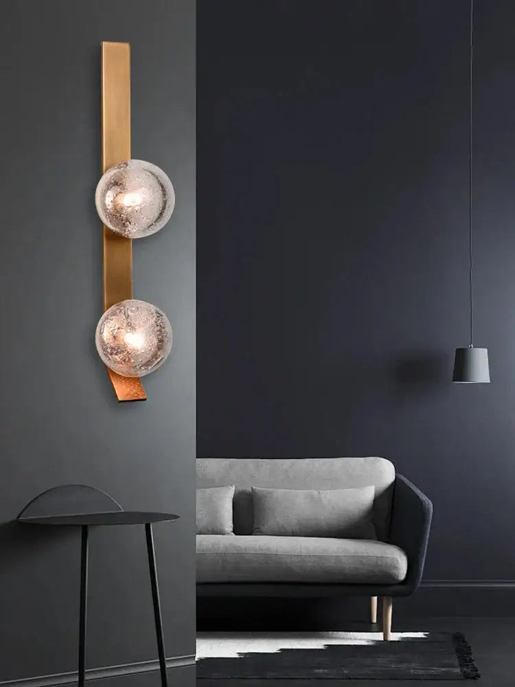 Bronze bubble glass wall sconce lamps bedroom pair