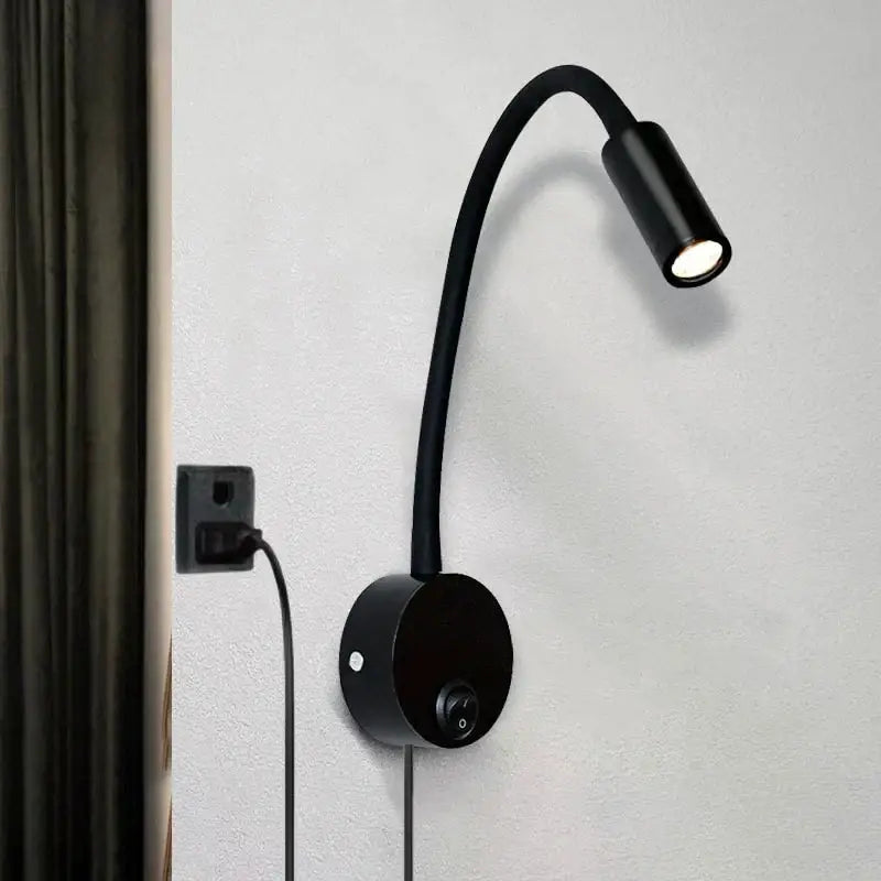 Bronze gooseneck led wall lamp – bedroom reading sconce brushed nickel & brass