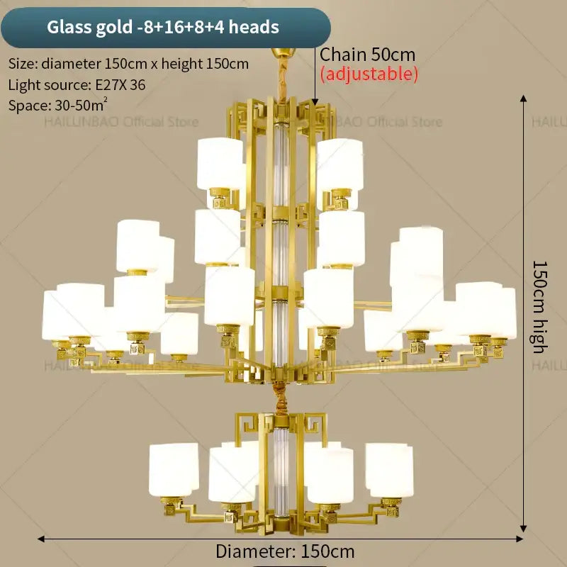 Bronze high jump floor hollow chandelier for duplex living room