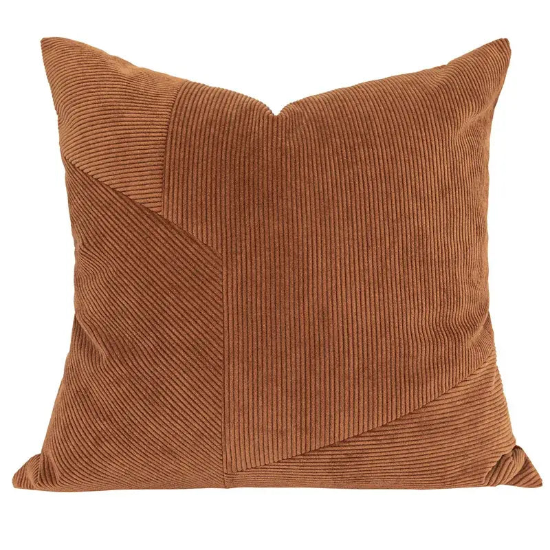 Brown corduroy patchwork cushion cover living room pillow case