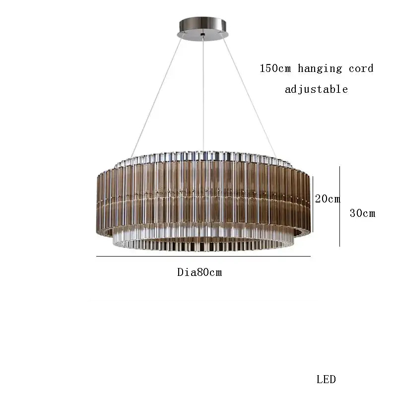Brown crystal luxury chandelier modern glass rod living room light