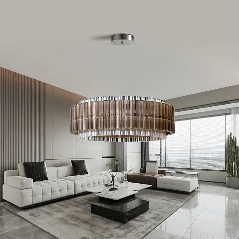 Brown crystal luxury chandelier modern glass rod living room light
