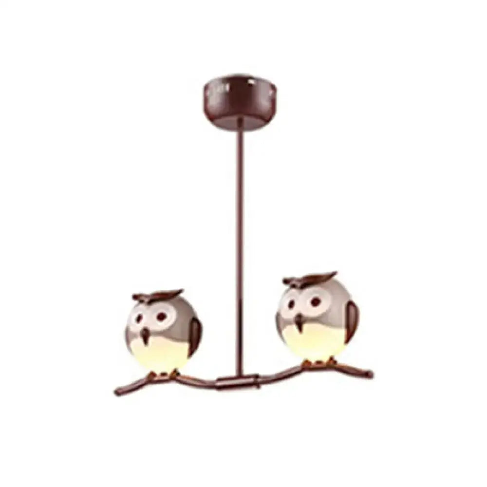 Brown owl metal pendant led incandescent light for child bedroom