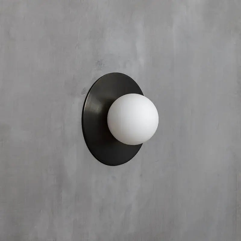 Brushed brass circular wall lamp bedroom frosted glass sconce