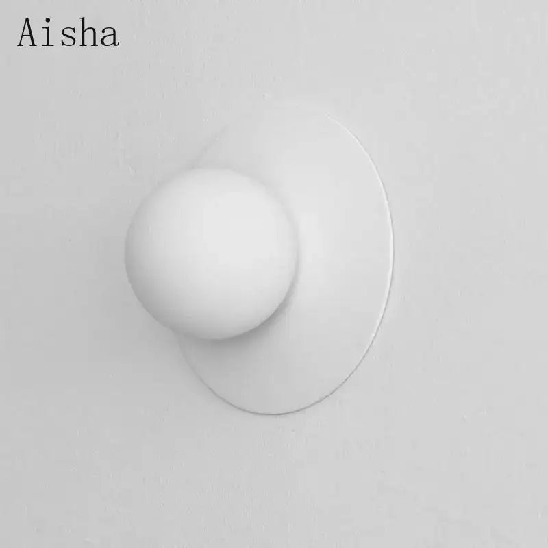Brushed brass circular wall lamp bedroom frosted glass sconce