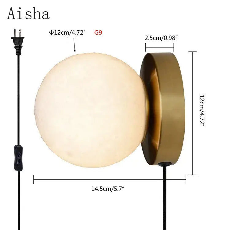 Brushed brass decorbites circular planet wall lamp bedroom globe light
