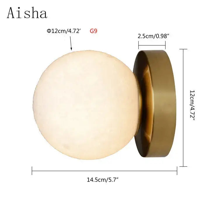 Brushed brass decorbites circular planet wall lamp bedroom globe light