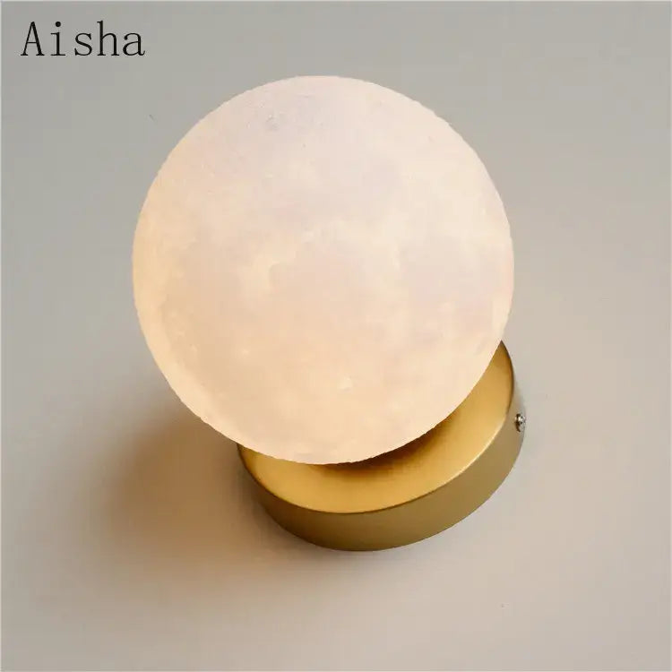 Brushed brass decorbites circular planet wall lamp bedroom globe light