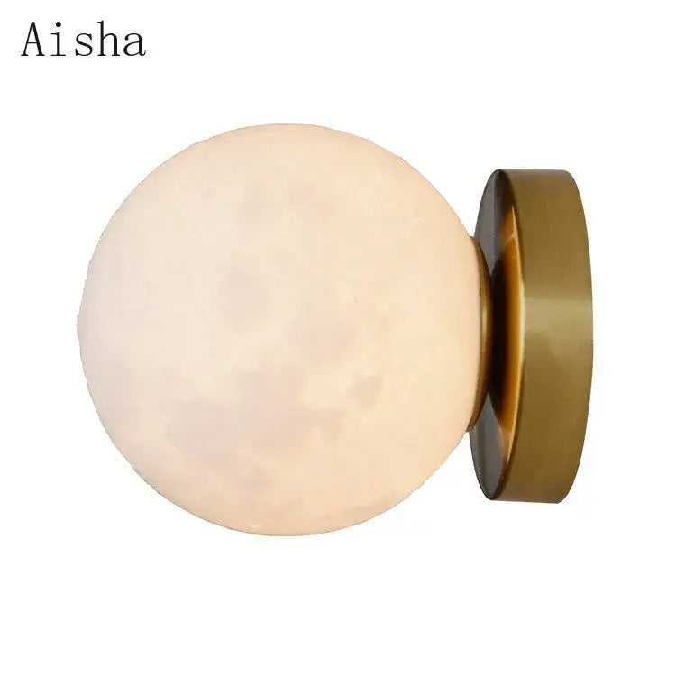 Brushed brass decorbites circular planet wall lamp bedroom globe light