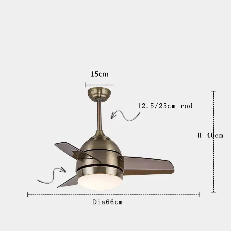 Brushed copper led ceiling fan with remote control living room