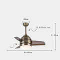 Brushed copper led ceiling fan with remote control living room
