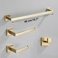 Brushed gold bathroom towel rack set with multi bar shelf and hooks