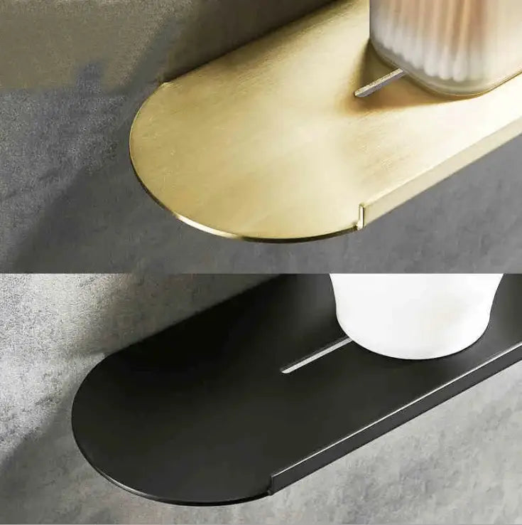 Brushed gold stainless steel bathroom storage rack with mirror front