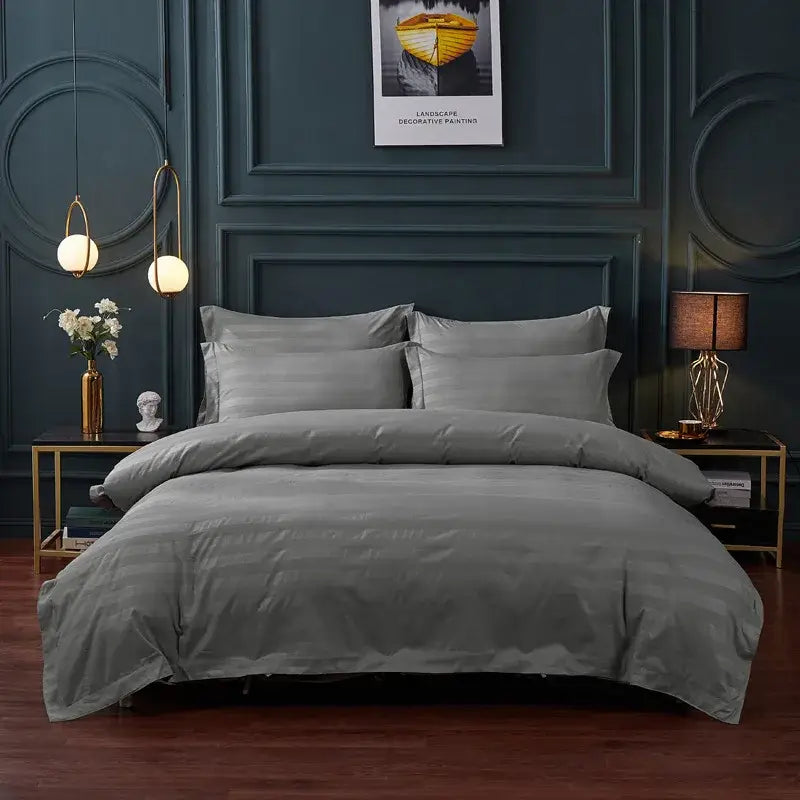 Brushed hotel style white & gray bedding sets bedroom duvet cover