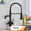 Brushed nickel kitchen faucet with pull down sprayer and spring hose