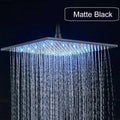 Brushed nickel led rainfall shower head bathroom blue light fixture