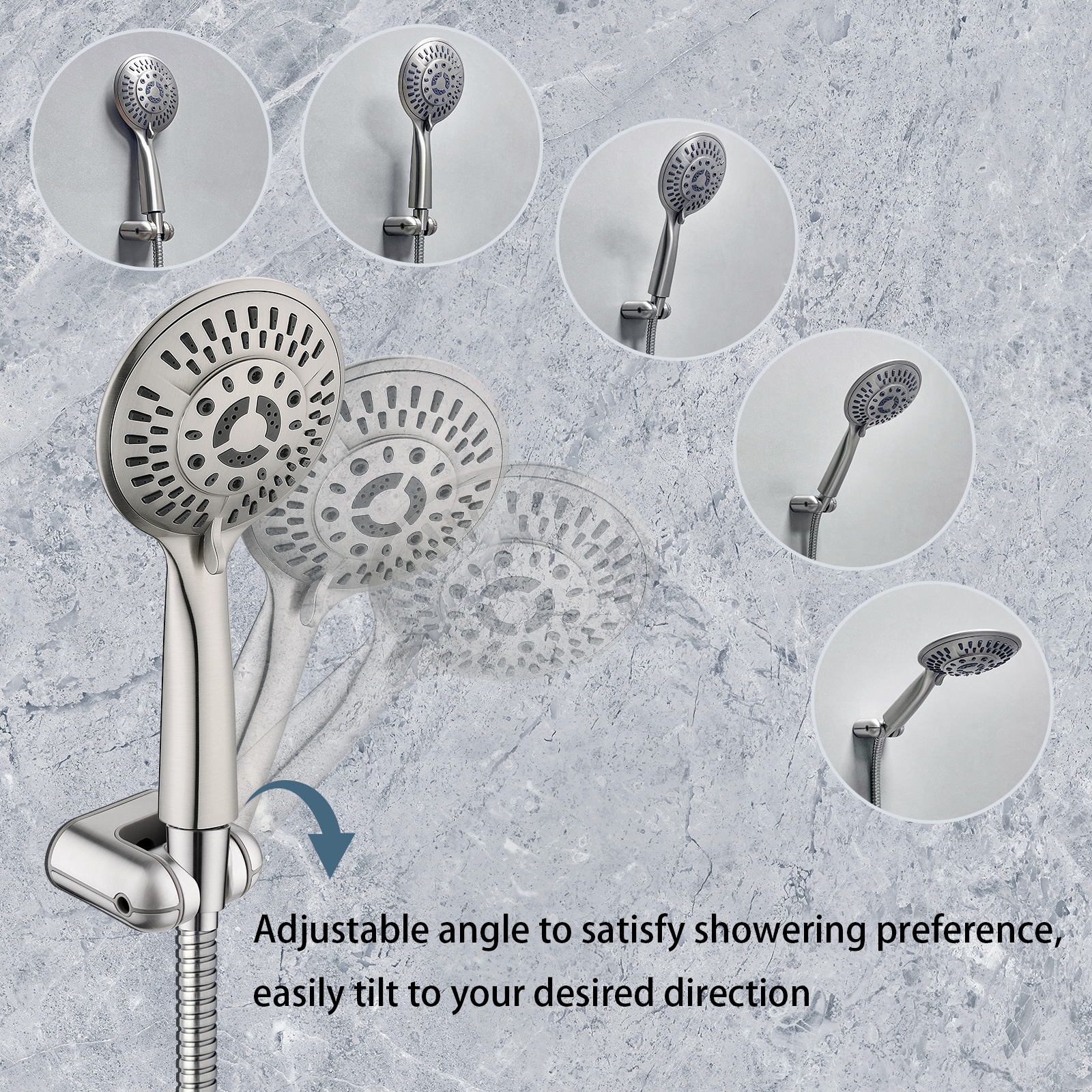 Adjustable Handheld Shower Head Holder with 1/2-Inch Connection
