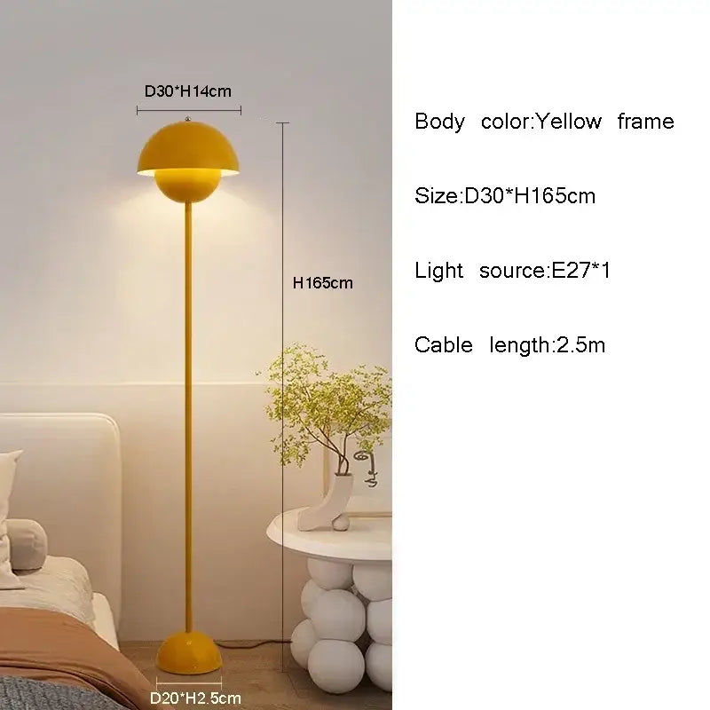 Burgundy bud floor lamp flower shade bedroom light