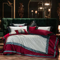 Burgundy & silver egyptian cotton embroidery bedding set bedroom