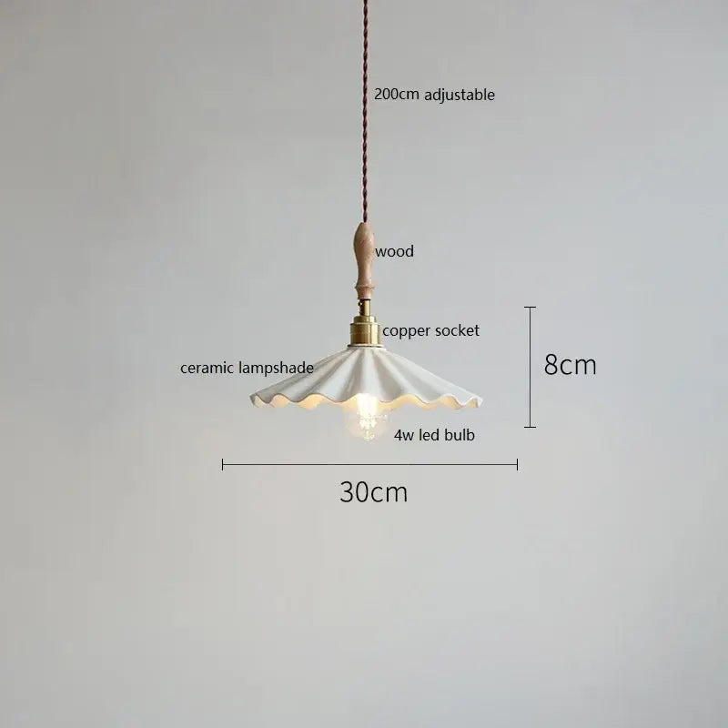 Butterfly ceramic led pendant lamp bedroom white fluted light
