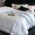 Butterfly jacquard bedding set – light blue & white bedroom duvet cover