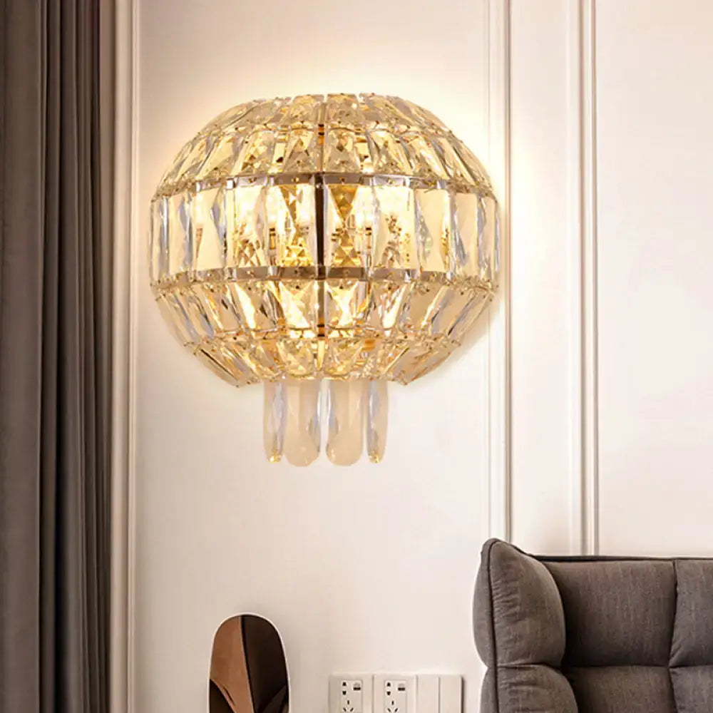 Butterfly tiered gold finish crystal wall sconce bedroom light