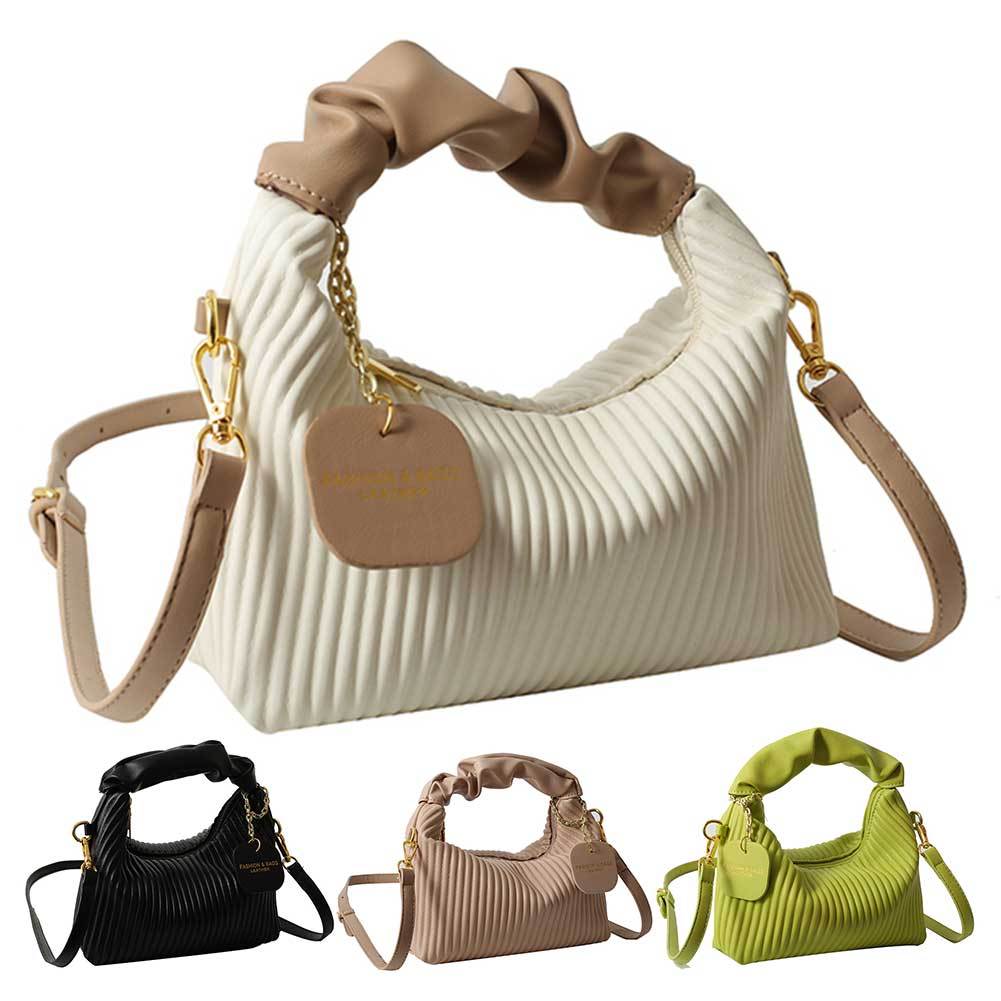 Women's Cloud Crossbody Bag - PU Leather Pleated Tote Bag