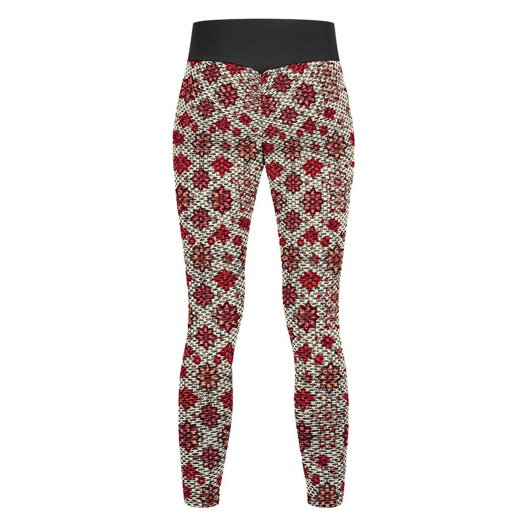 Munsieur Custom Printed Honeycomb Textured Yoga Leggings for Women