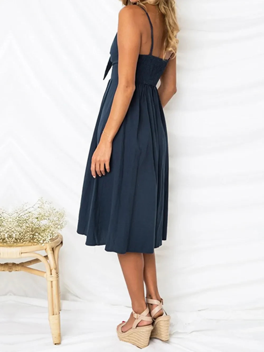 Cutout Smocked Neck Cami Dress