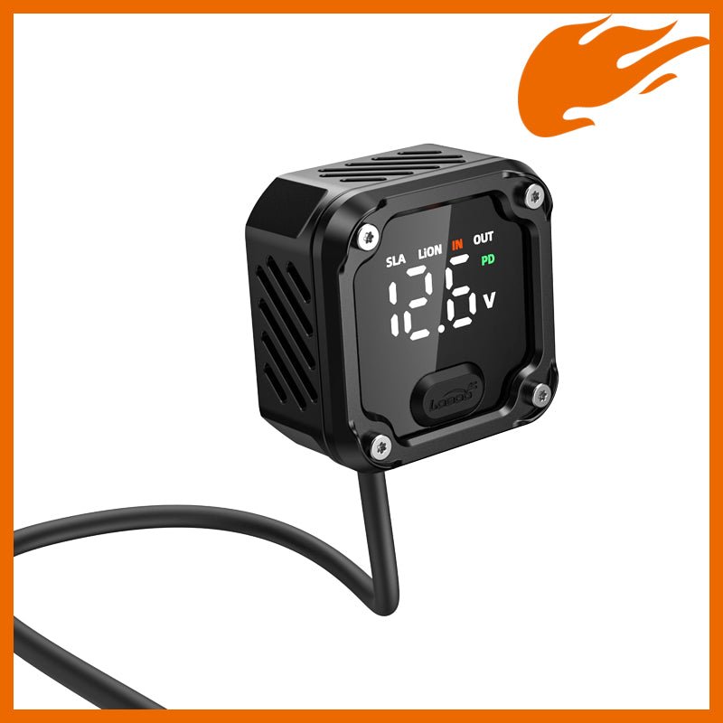 LOBOO C36 Motorcycle Bi-Directional Battery Charger – 100W PD Fast Charge, Real-Time Voltage Display, IP67 Waterproof, Lead-Acid Repair