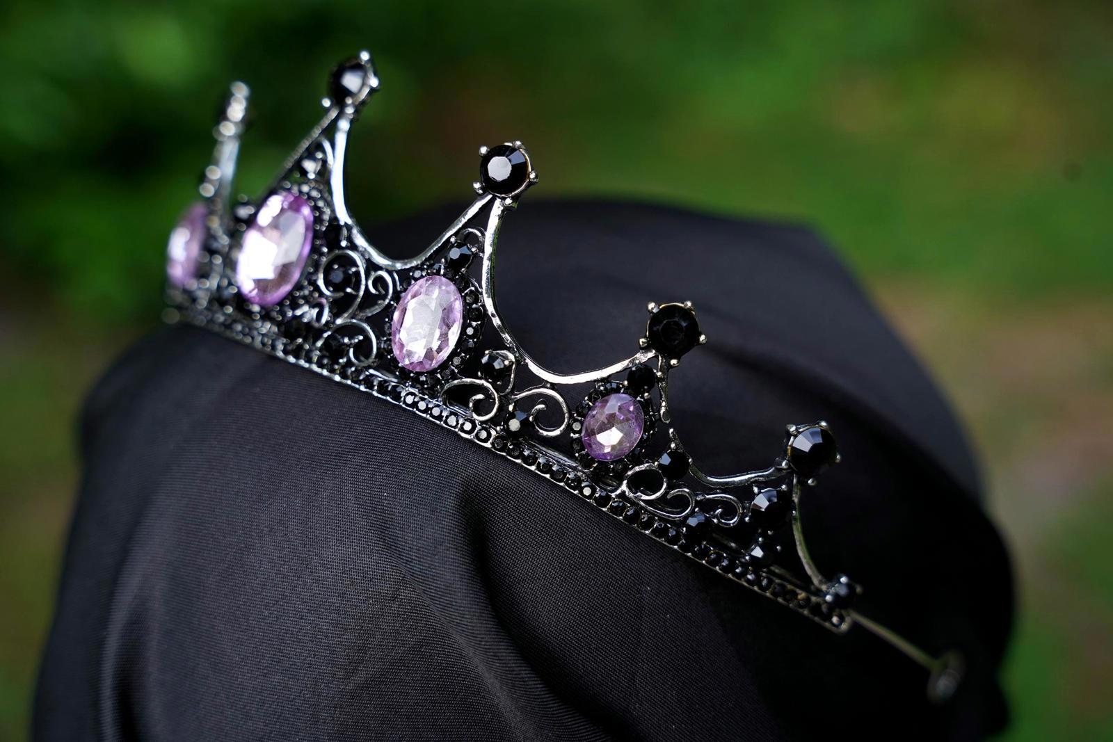 Gothic Purple Black Crystal Tiara Bridal Birthday Wedding Gift Diadem Cosplay