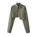 Waist-exposed Long-sleeved Blouse