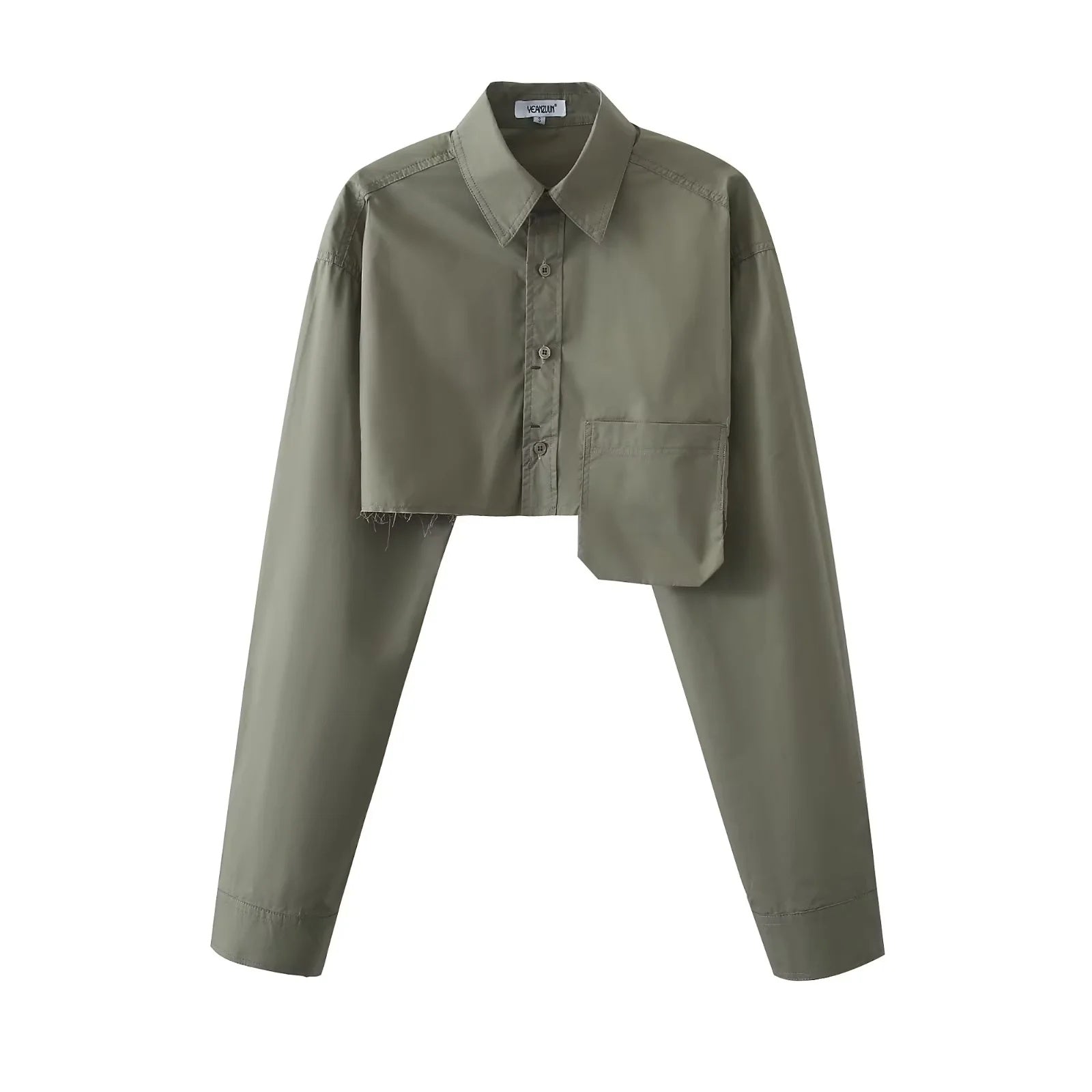 Waist-exposed Long-sleeved Blouse