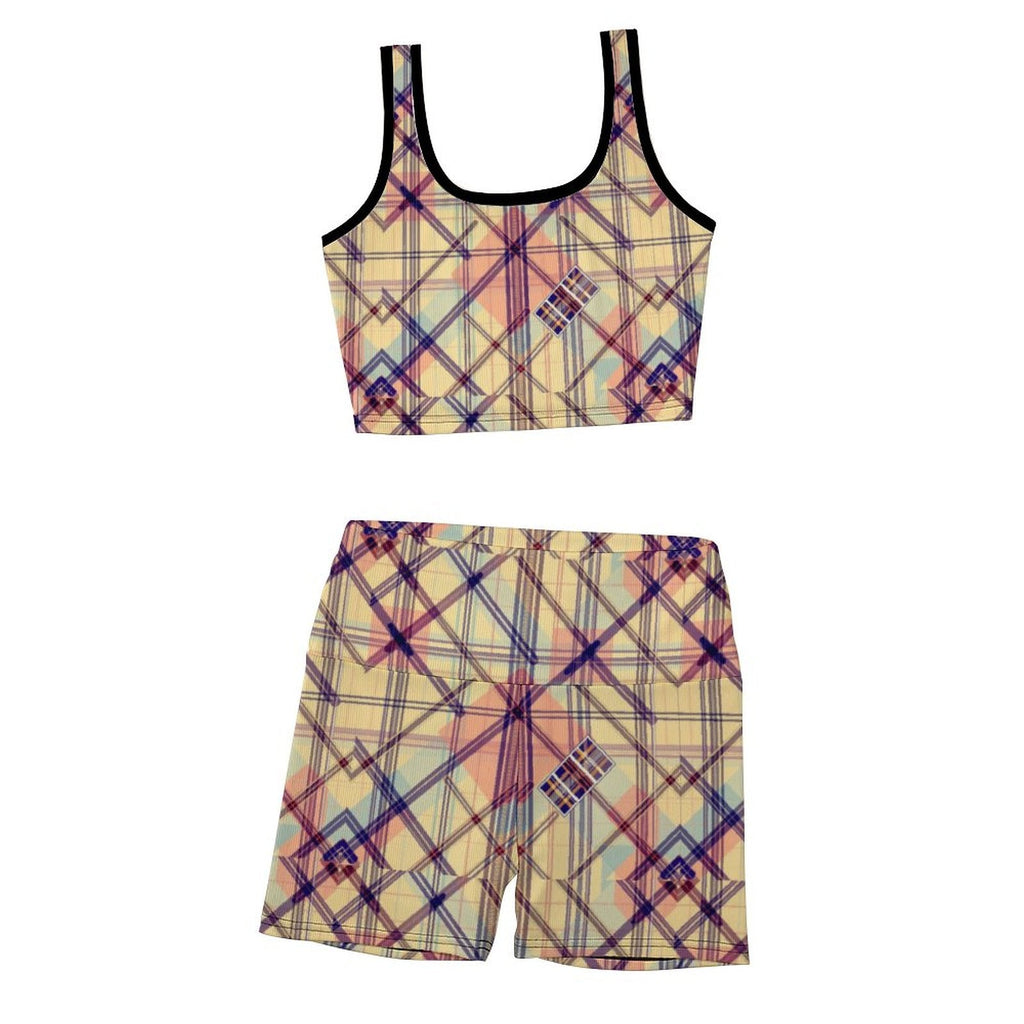 Munsieur Custom Printed Patterned Ribbed Yoga Sets