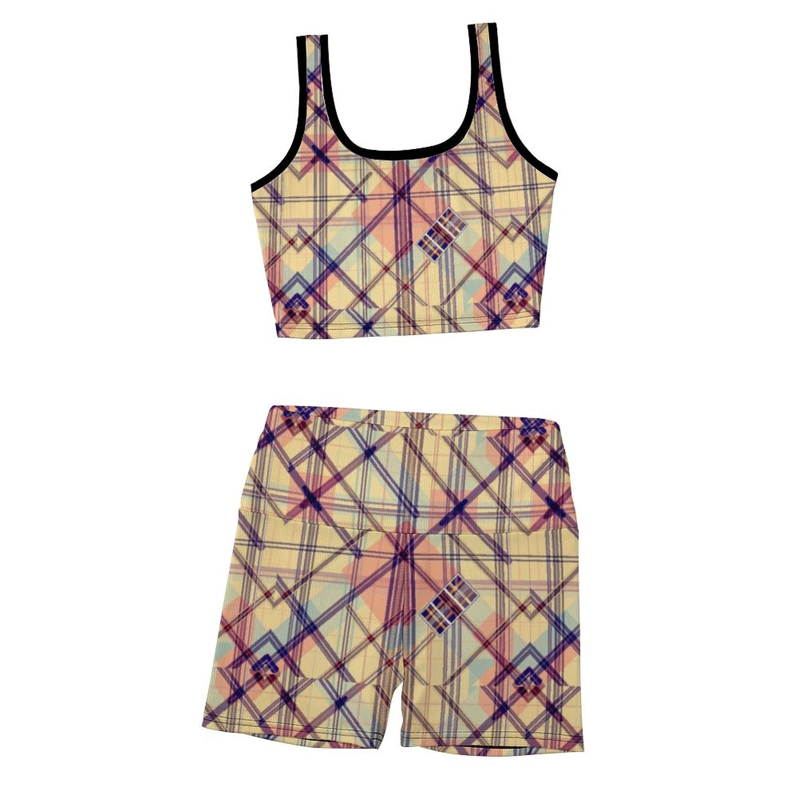 Munsieur Custom Printed Patterned Ribbed Yoga Sets