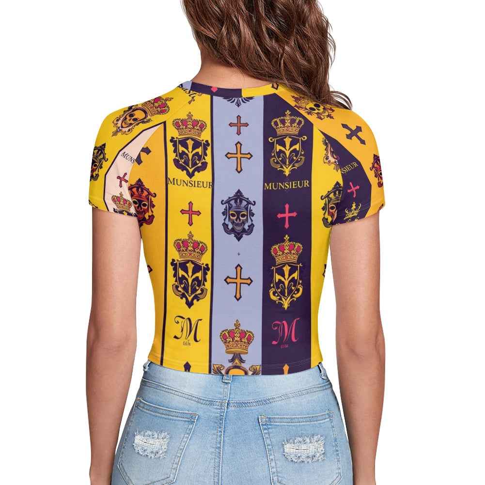 MUNSIEUR Luxury Cropped Navel T-Shirt - Premium Gothic Streetwear