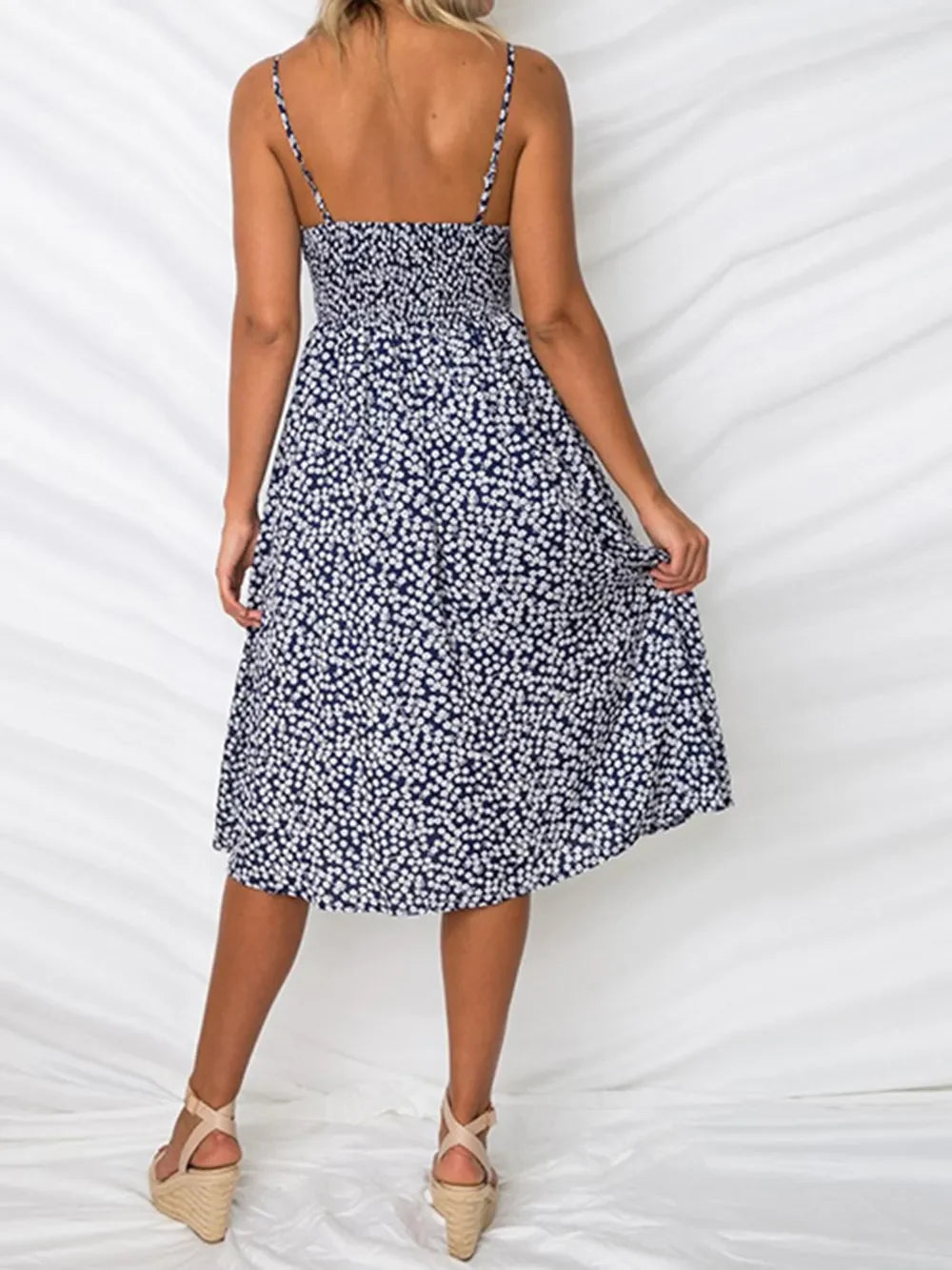 Cutout Smocked Neck Cami Dress