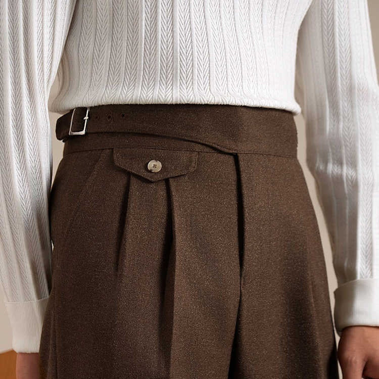 Men's Double Pleated Straight Business Casual loose fitting Pants