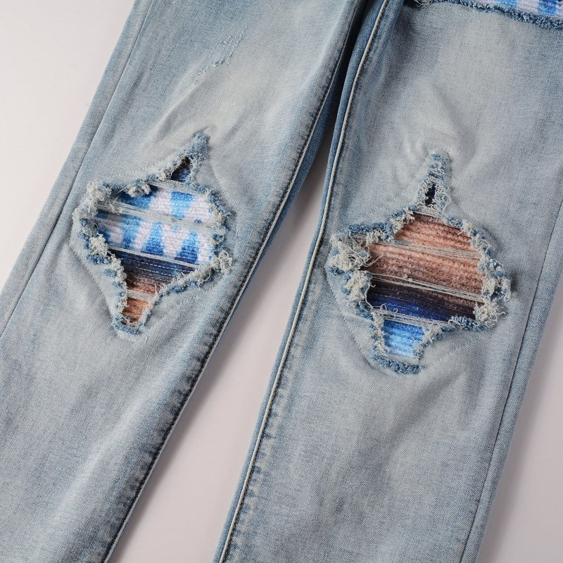Men's Personalized Printed Ripped Designer Pants