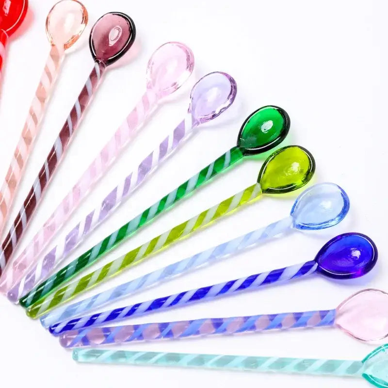 Candy colorful glass stirring spoon set kitchen dining room decor