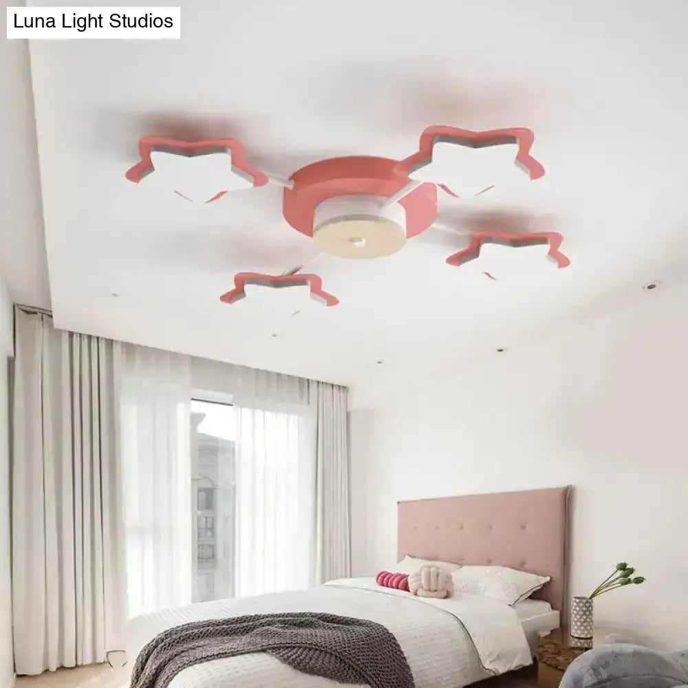 Cartoon acrylic pink blue star led flush mount ceiling light bedroom