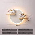 Cartoon figurine led wall lamp for bedroom with wooden shelf