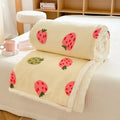 Cartoon lamb wool panda blanket cream & green bedroom throw